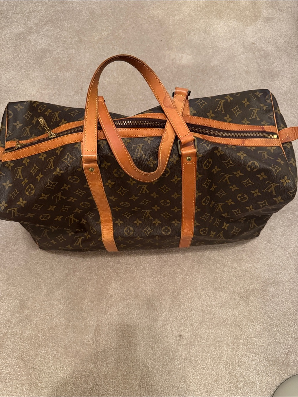 Louis Vuitton Monogram Canvas Duffel with Cognac Straps